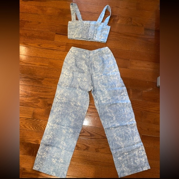 New! Reformation Mara 2–Piece Set Tie Dye Linen Cropped Top & Wide Leg 🩵 size 4 - Picture 11 of 16